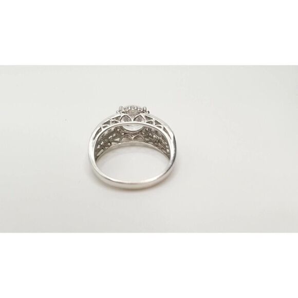 Round Cubic Zirconia Ring 925 Sterling Silver Size 8.5 Clear Sparkle Signed Med - Picture 3 of 8